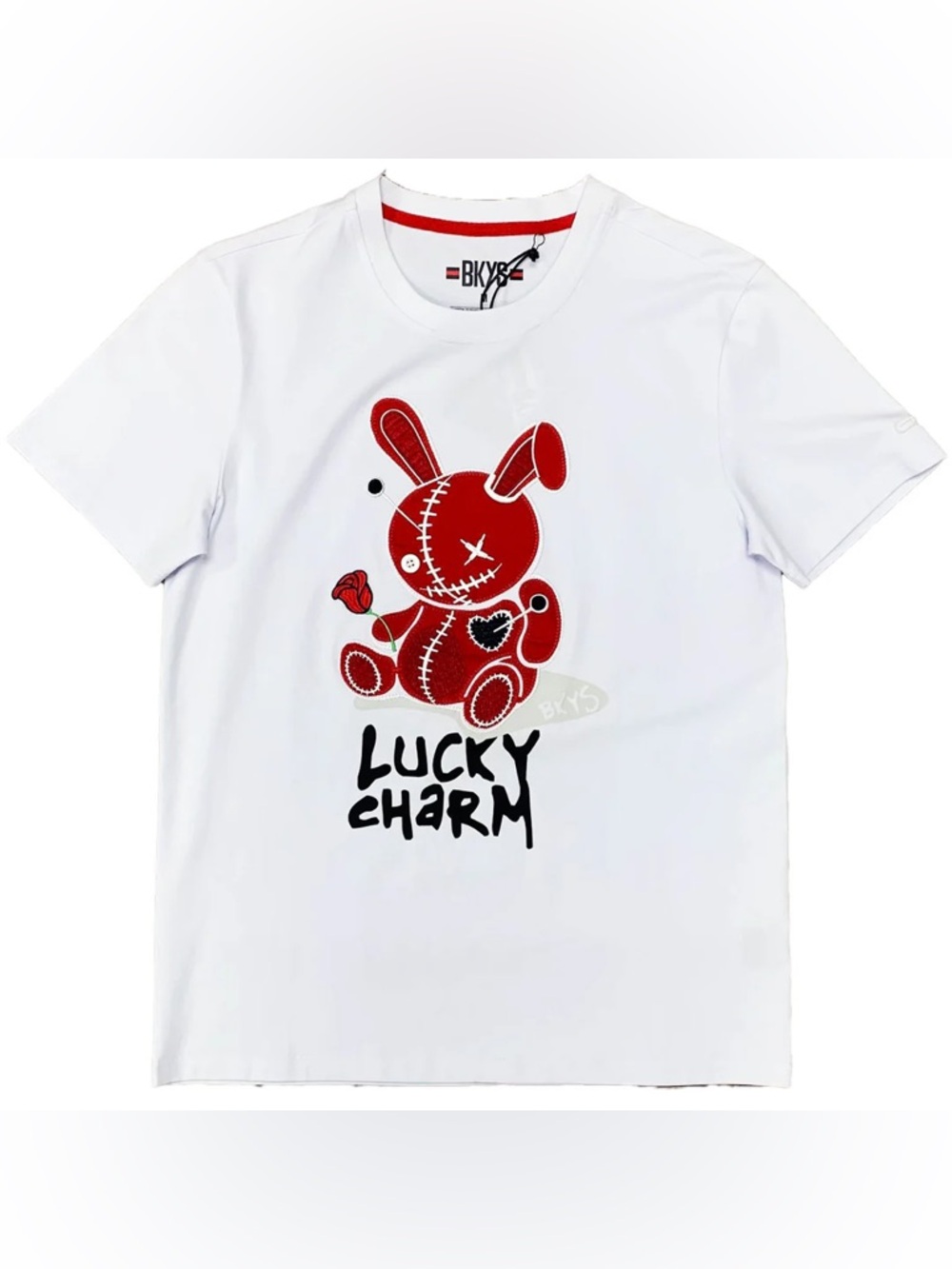 BKYS 'Lucky Charm' White Tee with Red‎ Bunny Graphic SZ S(TXA985)